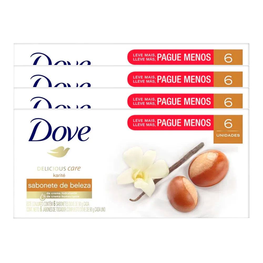 Kit 4 Sabonetes Em Barra Dove Karite 90g   6 Unidades - Beauty