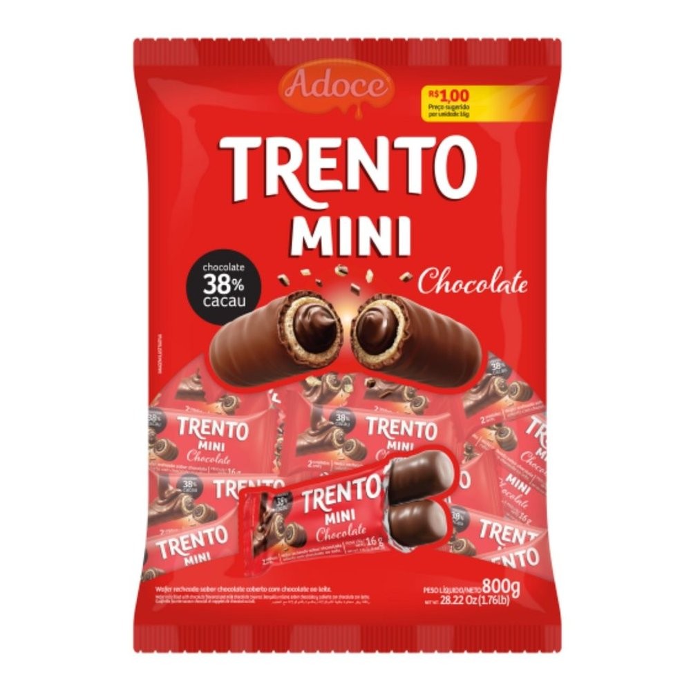 Chocolate Trento Mini pacote 50unX14g Peccin Chocolate ao Leite