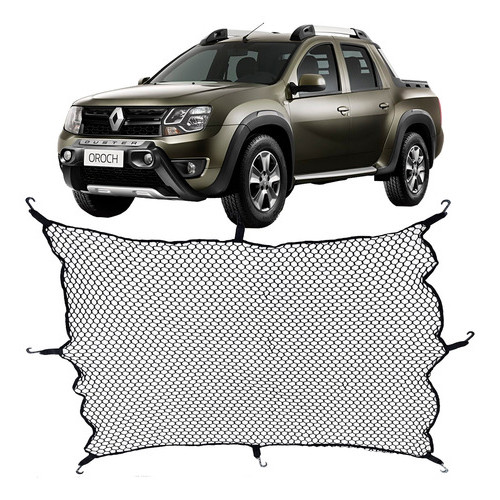 Rede Caçamba Renault Oroch 140x140 Reforçada Com Elástico e Ganchos PLásticos