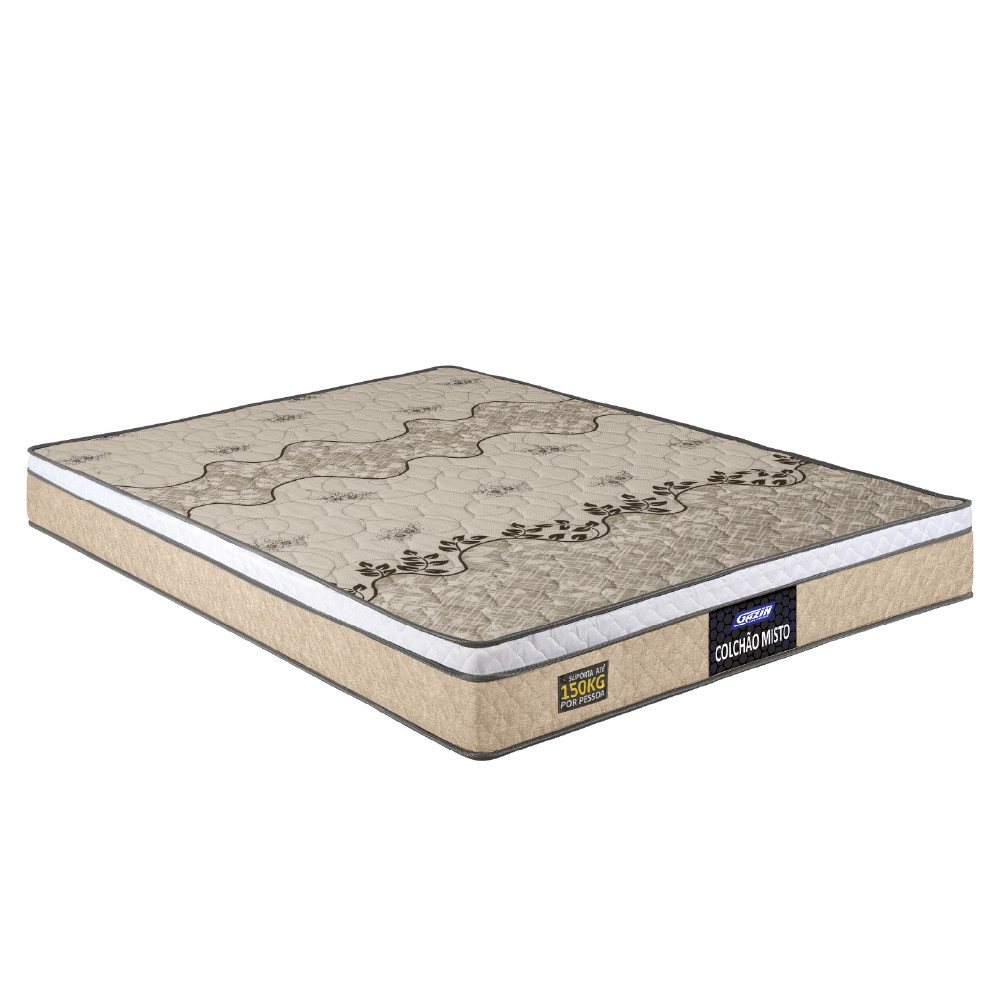 Colchão Casal Espuma D33 Fort Gazin 138x188x21cm Bege/Branco - Suporta até 150kg por Pessoa em Oferta na Shopee