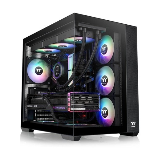 Gabinete Gamer Thermaltake View 380 TG, ARGB, Painel de Vidro, MID-Tower, 4x120mm, Black - CA-1Z2-00M1WN-00