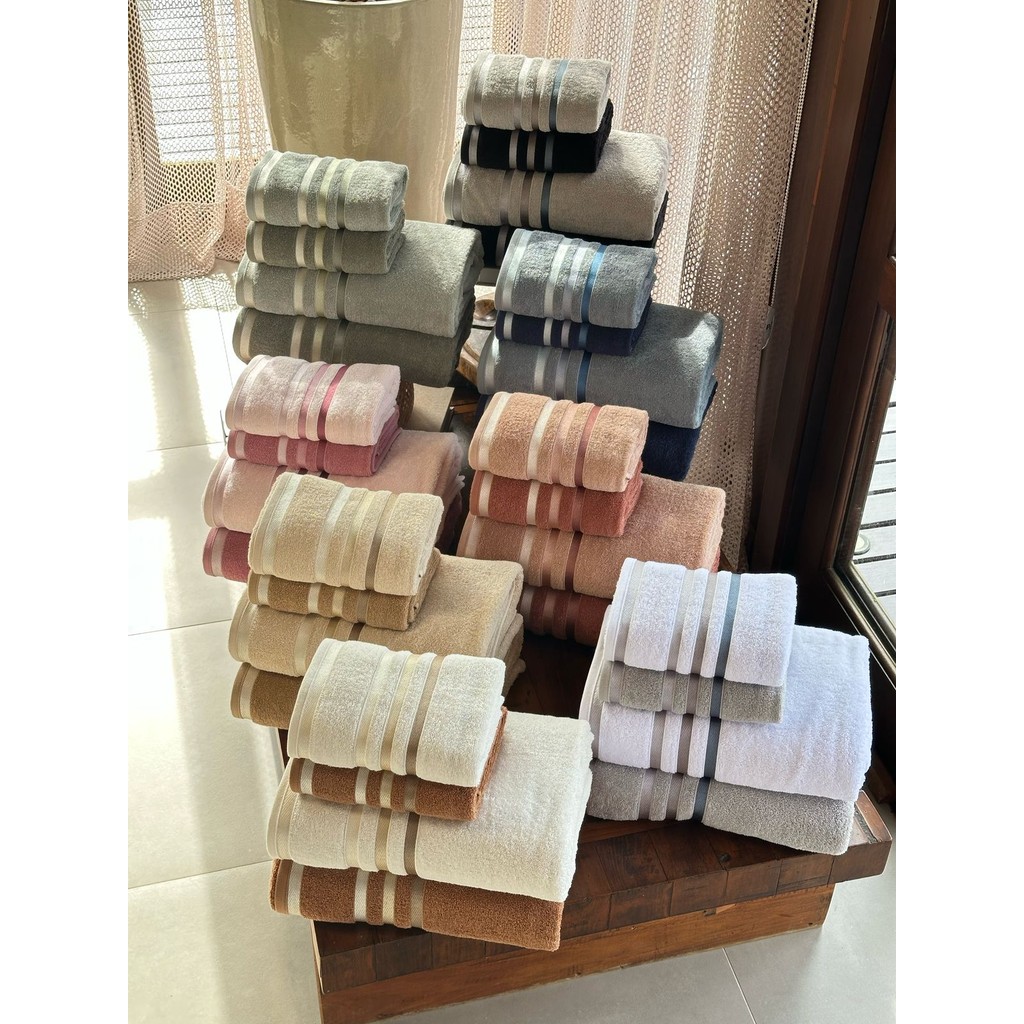 Jogo Toalha de Banho 4 Peças Paris 100% Algodão Grossa Felpuda Macia Excelente Absorção em Oferta na Shopee