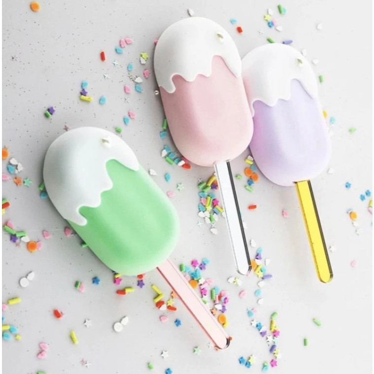 Palito de picolé em acrílico espelhado para doces (Kit com 10 unidades Palitos de Picolé)