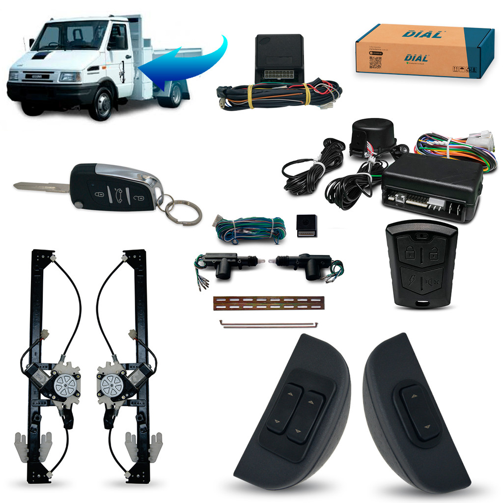 Kit Vidro Eletrico + Trava e Alarme Com Canivete Iveco Daily (1999/2007)
