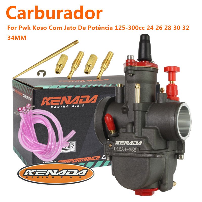 KENADA RACING Preto Carburador Guilhotina Competição Para Pwk Koso Com Jato De Potência 125-300cc 24 26 28 30 32 34MM