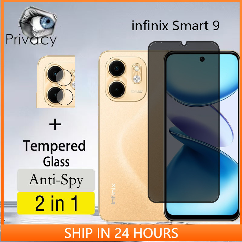 2 Em 1 Película Privacidade infinix Smart 9 4G Vidro Temperado Protetor De Tela Anti-Espionagem