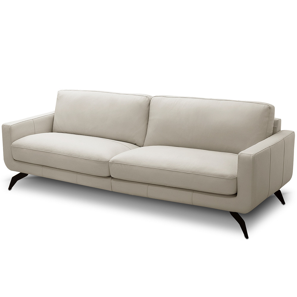 Sofá 3 Lugares Para Sala de Estar Living Industrial 240cm Trento L06 Couro Off White - Lyam Decor
