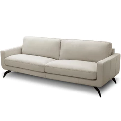 Sofá 3 Lugares Para Sala de Estar Living Industrial 240cm Trento L06 Couro Off White - Lyam Decor