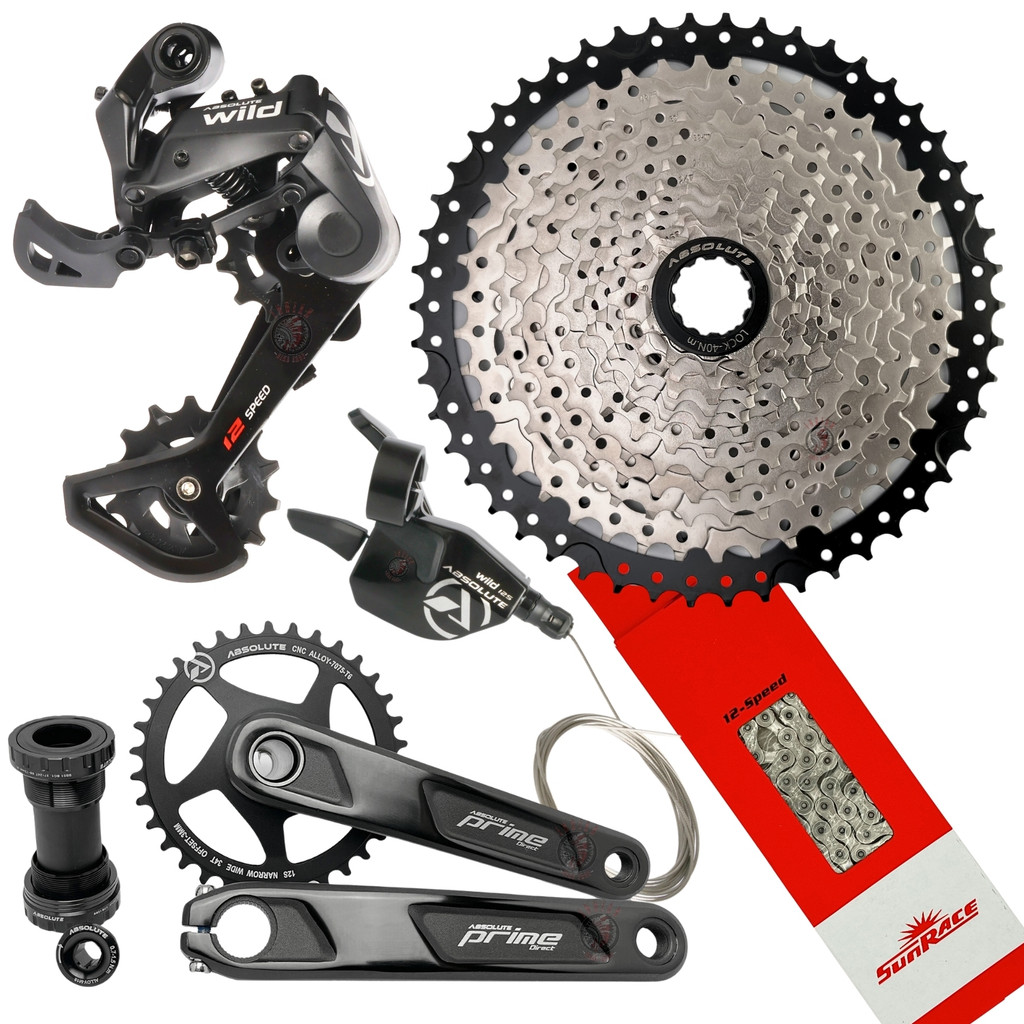GRUPO RELAÇÃO ABSOLUTE WILD 2 1X12V 12V K7 11/50 + PEDIVELA PRIME INTEGRADO 34D + CORRENTE SUNRACE em Oferta na Shopee