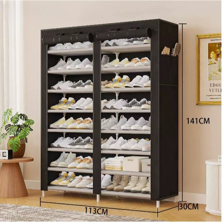 Sapateira Organizador 9 Prateleiras Duplo Dobrável 9 Andares Duplo Com Capa Cabe 54 Pares Sapatos em Oferta na Shopee