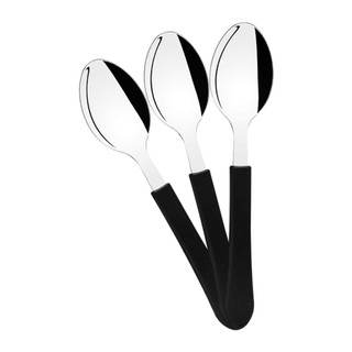 KIT - 6 Colheres de Chá Leme Com Lâmina em Aço Inox Cabo Preto CCPBAG - Tramontina