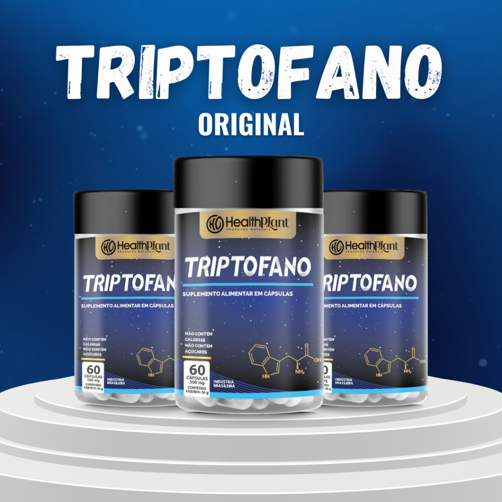 Triptofano em cápsulas, suplemento natural para o bem estar, serotonina