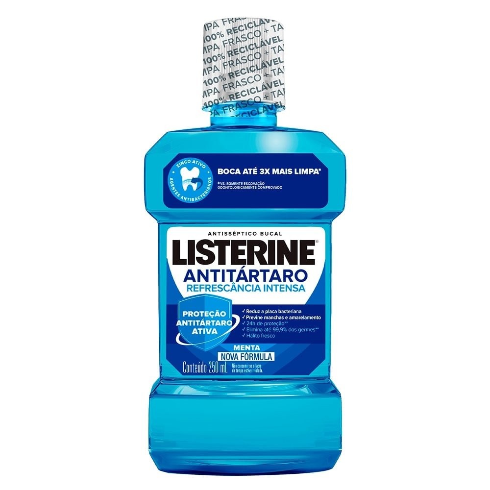 Enxaguante Bucal Listerine Antitartaro Refrescância Intensa 250ml em Oferta na Shopee
