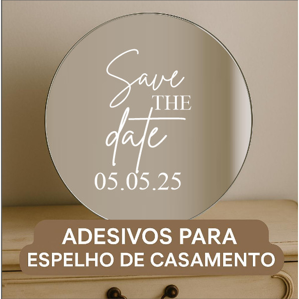 Adesivo Save the Date Espelho Casamento Casal Data em Oferta na Shopee