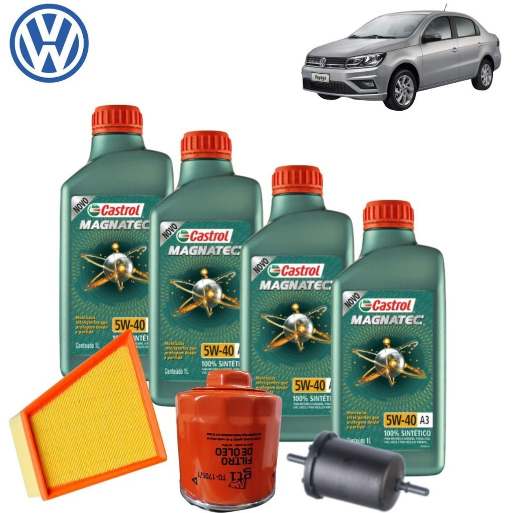 KIT TROCA DE ÓLEO VOYAGE CASTROL MAGNATEC 5W40 A3/B4 + FILTROS (VW)