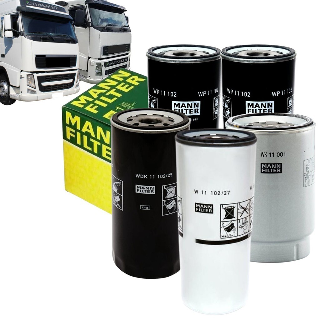 Kit Filtro para Volvo FH D13 2006 a 2014 (2 Lubrificante + ByPass + Combustível + Separador) em Oferta na Shopee