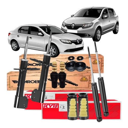 Kit Amortecedor Traseiro Kayaba e Dianteiros Monroe + Kits Logan Sandero 2014 a 2019 em Oferta na Shopee