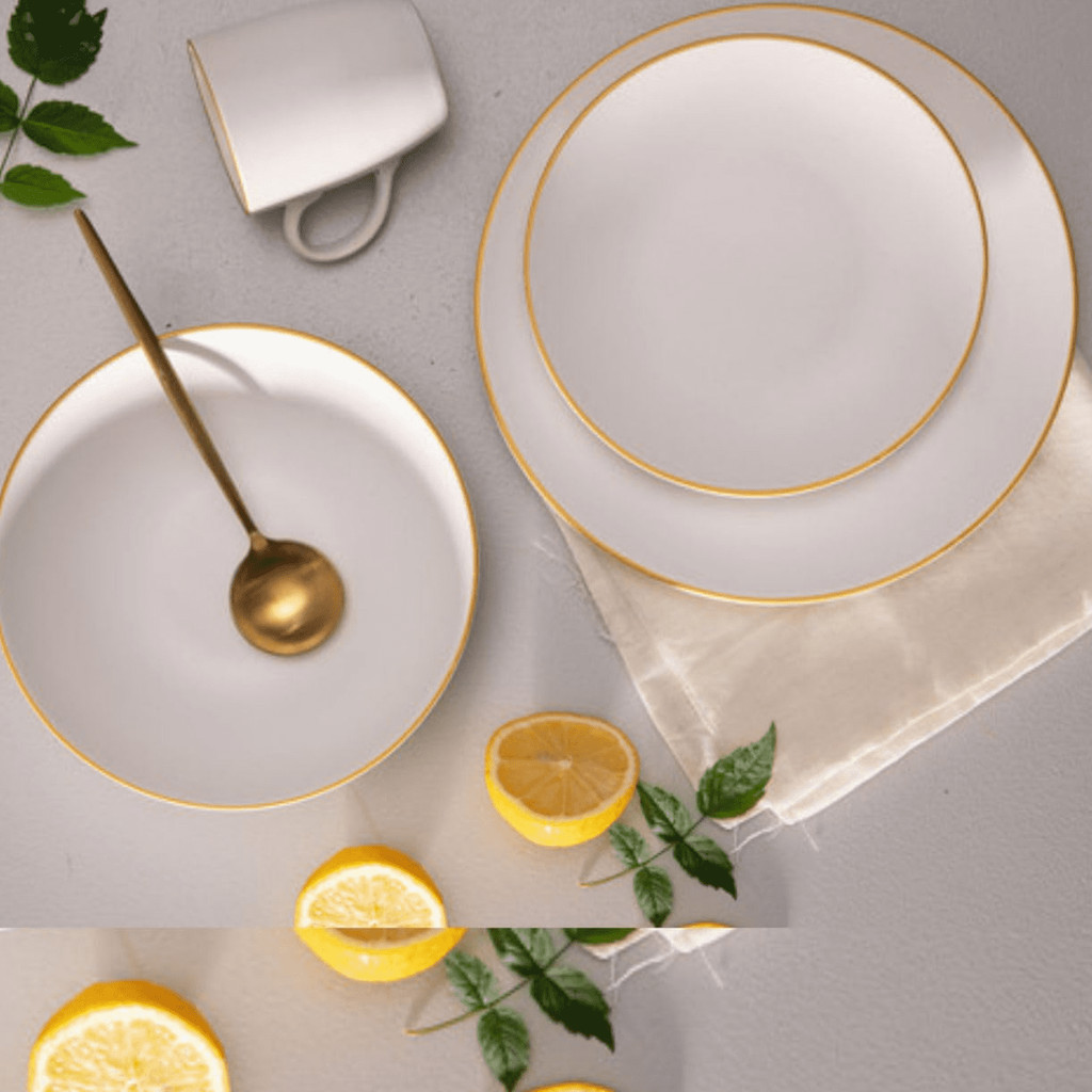 Prato Fundo de Porcelana Luxo Borda Dourada 20,5cm Legacy Gold Mesa Posta — imagem 2 de 2