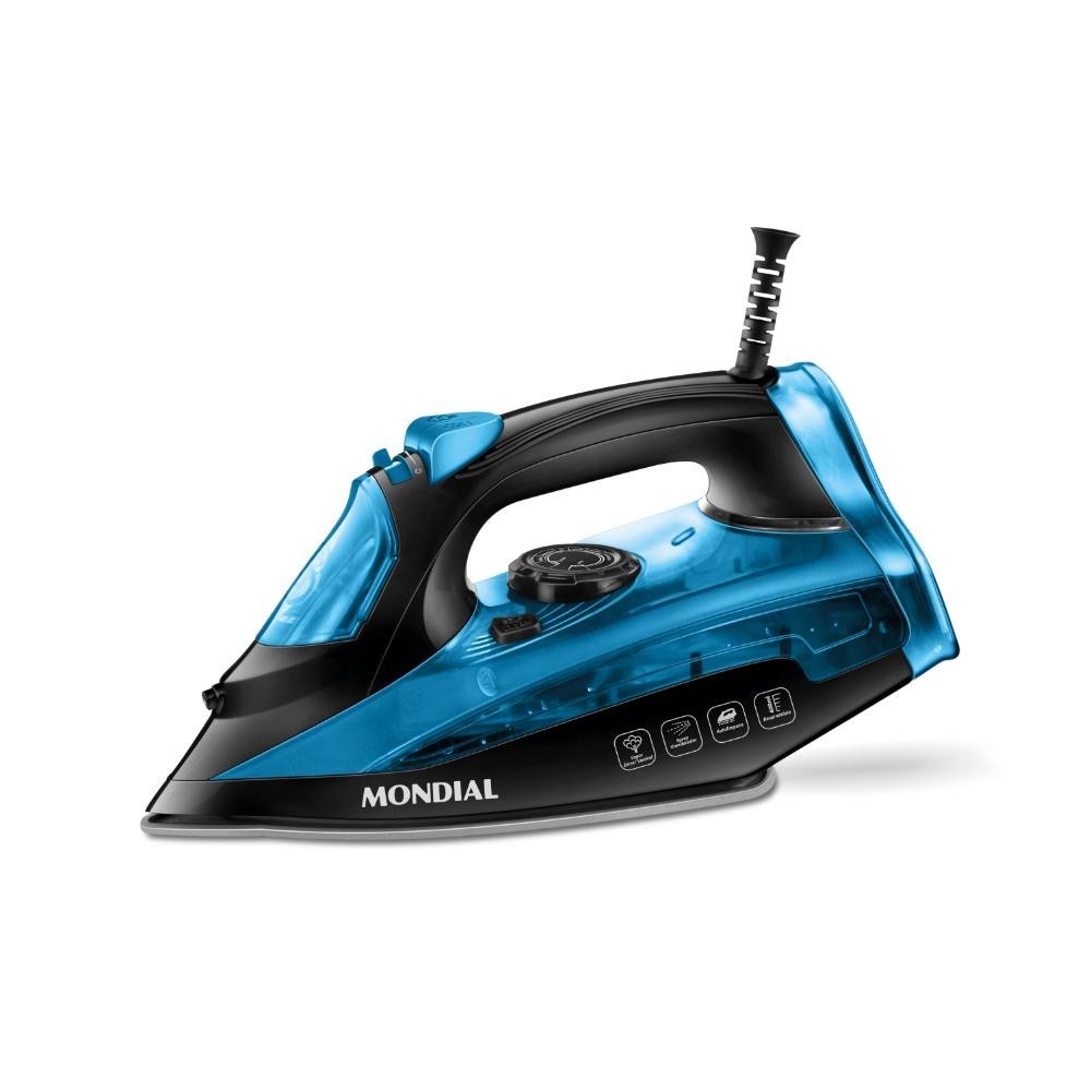 Ferro de Passar Roupa Vapor Profissional Mondial F-53 2000W Preto/Azul 127V