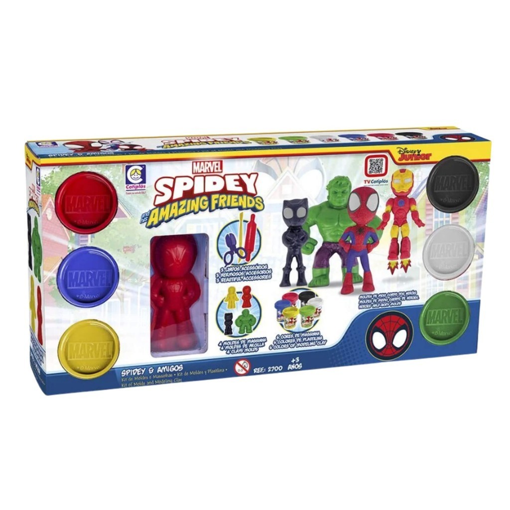 Brinquedo Infantil Kit de Massinhas de Modelar com Acessórios Spidey e Amigos Cotiplás - 2700 em Oferta na Shopee