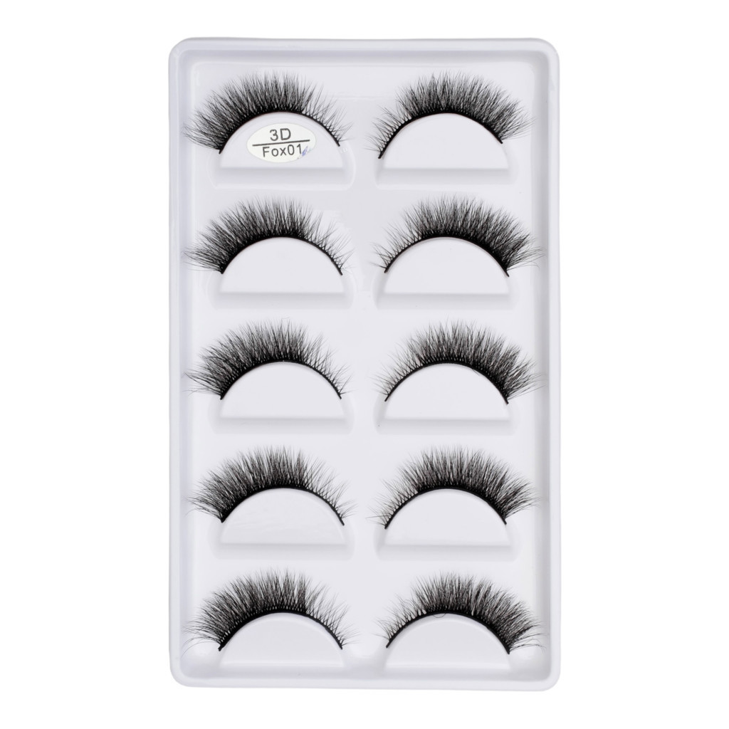 Cartela com 5 pares de cilios postiços naturais modelo - FOX 01