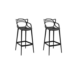 Conjunto 2 Banqueta Allegra Alta Master Preta Polipropileno em Oferta na Shopee