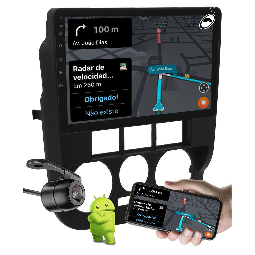 Multimidia 2 Din 9" Polegadas Android Gol Saveiro Parati G4 + Moldura + Câmera Ré