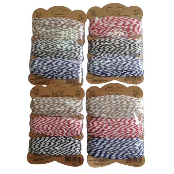 Kit 30 Metros Barbante Fio para Tag Sortido Cordão Colorido Para Lembrancinha Artesanato fio Twine cotton Cordão Algodão