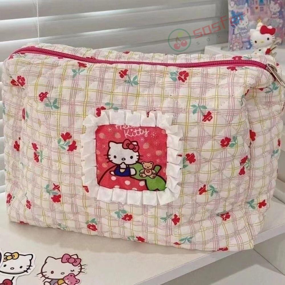 SOSFER Hello Kitty Saco De Maquiagem , Portátil Para Cosméticos Cartoon , Porta Zipper Cute De Grande Capacidade Organizador De Viagem Mulher