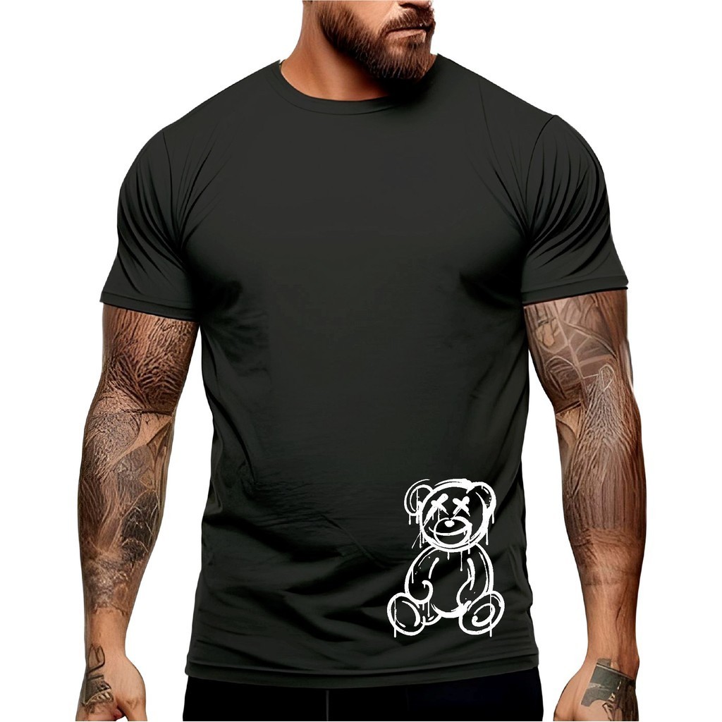 Camiseta Manga Curta Ted Urso Street Hip Hop Casual Shopping Lazer Passeio 100% Algodão 30.1 Penteado