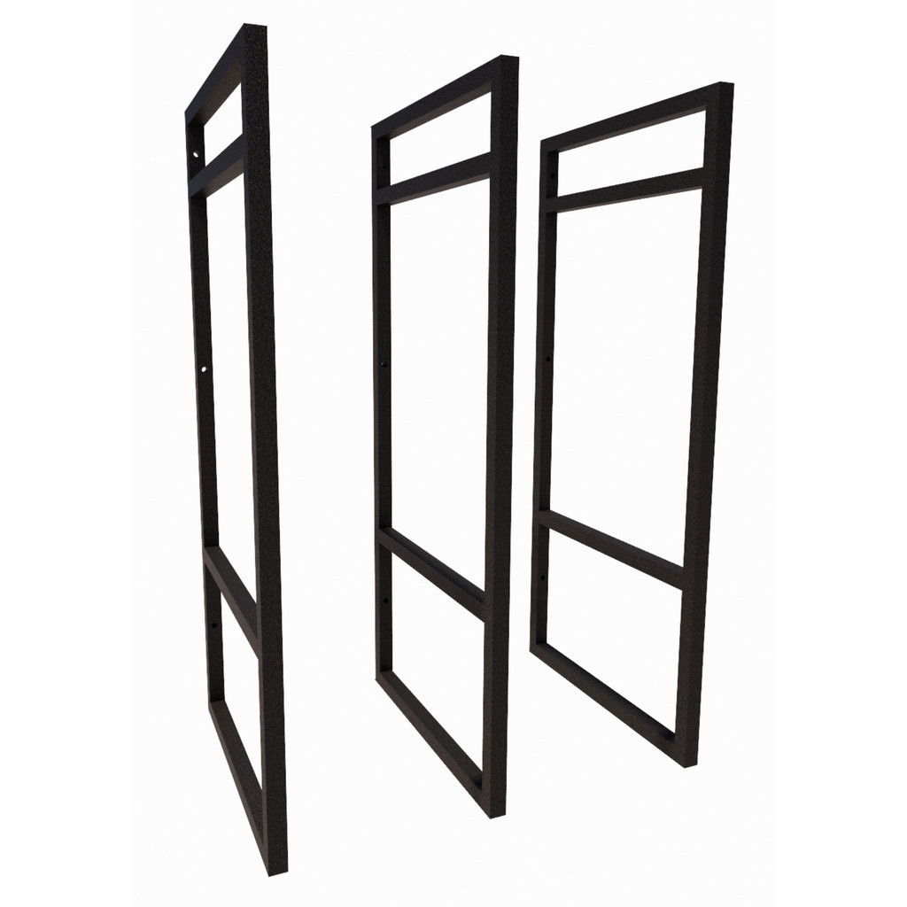 3 suporte prateleira nicho duplo industrial 60x28cm aço parede teto suspensa preto fosco industrial