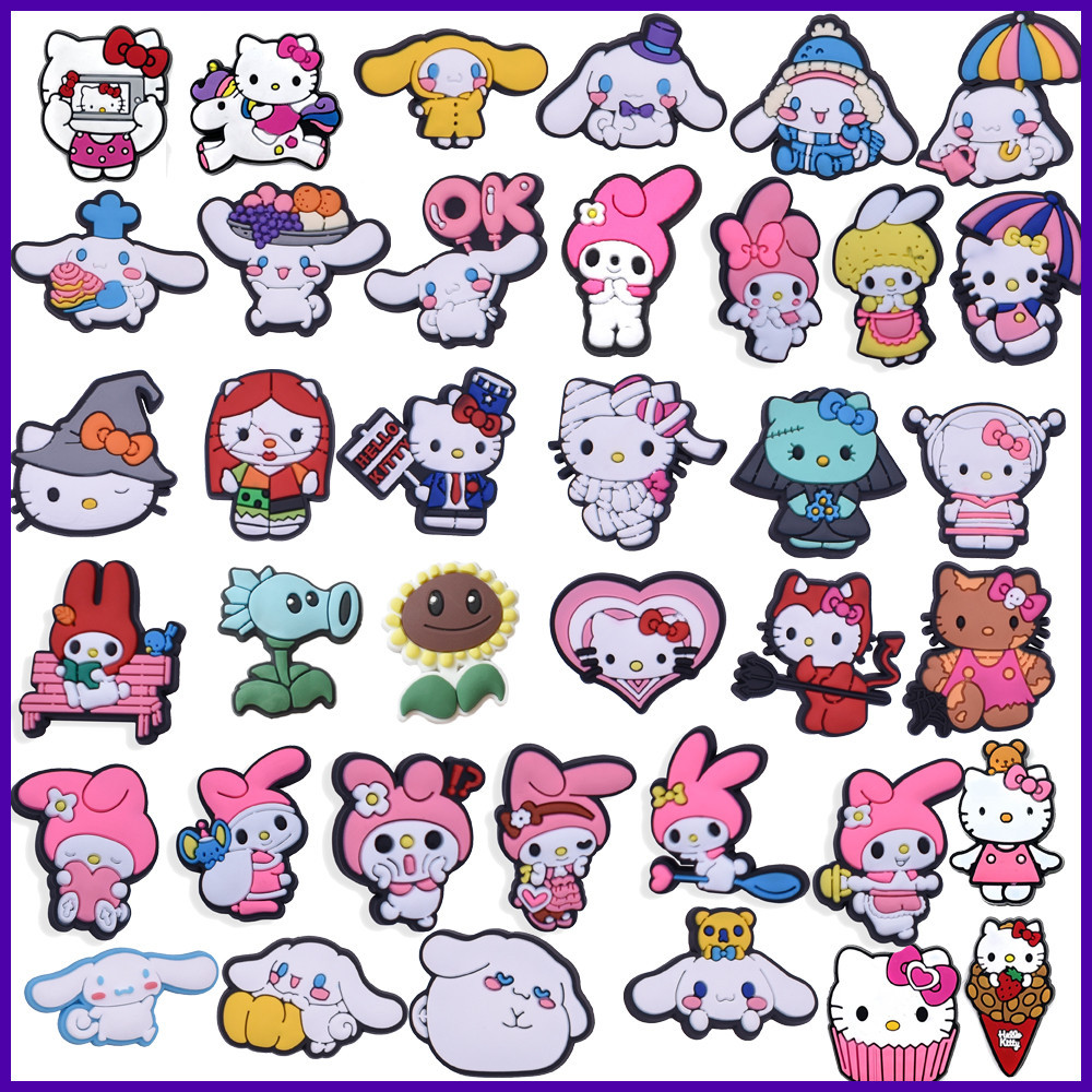 Para Sapato Encantos Decorações Sanrio Kity Kuromi Melodia PVC Bonito Desenhos Animados Tamanco Pinos Sapatos