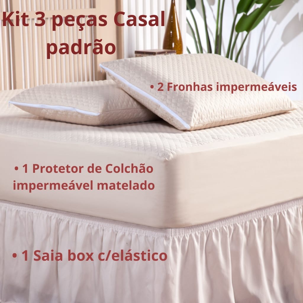 Kit Capa de Colchão Impermeável Casal Protetor de Colchão Impermeável