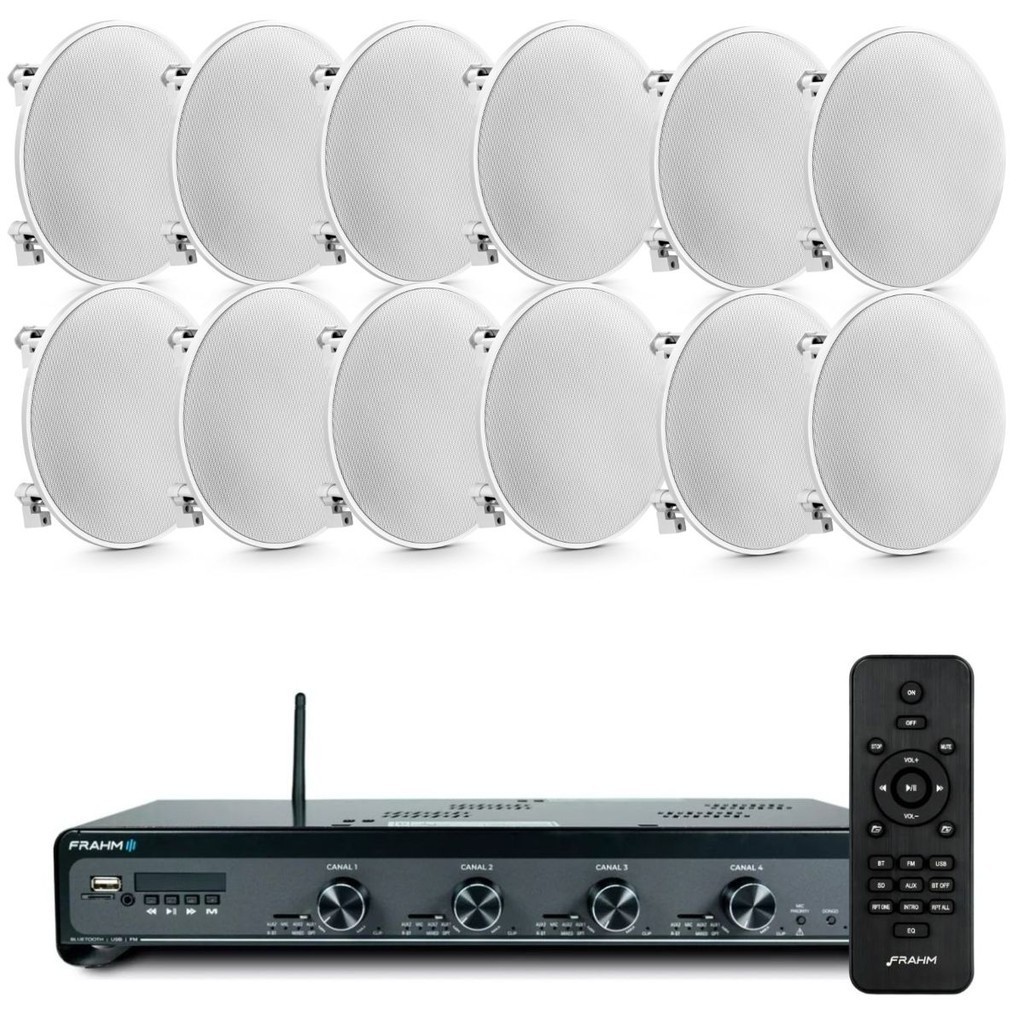 Kit Som Ambiente Frahm 4500 Slim 12 Cx Som Arandela Embutir