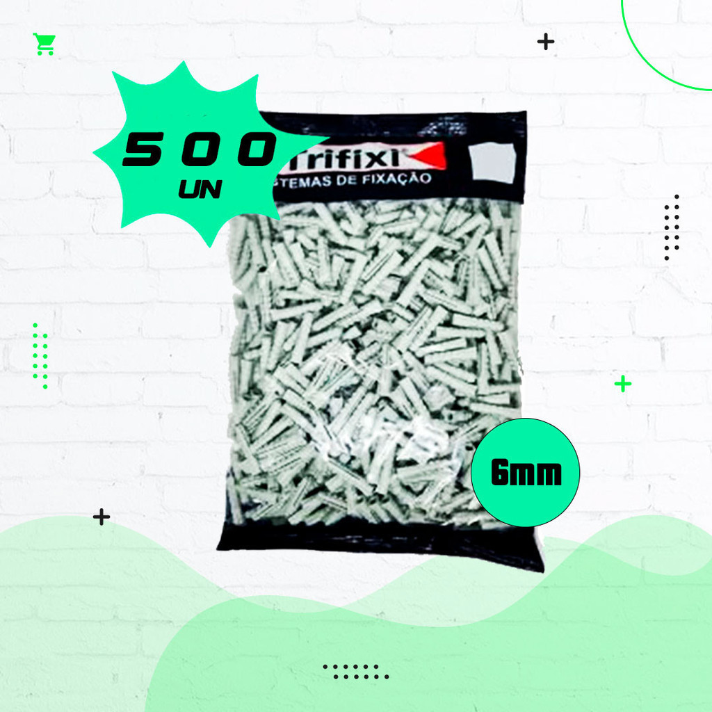 Bucha para fixação Comum 6mm - 500 Un - Trifixi em Oferta na Shopee