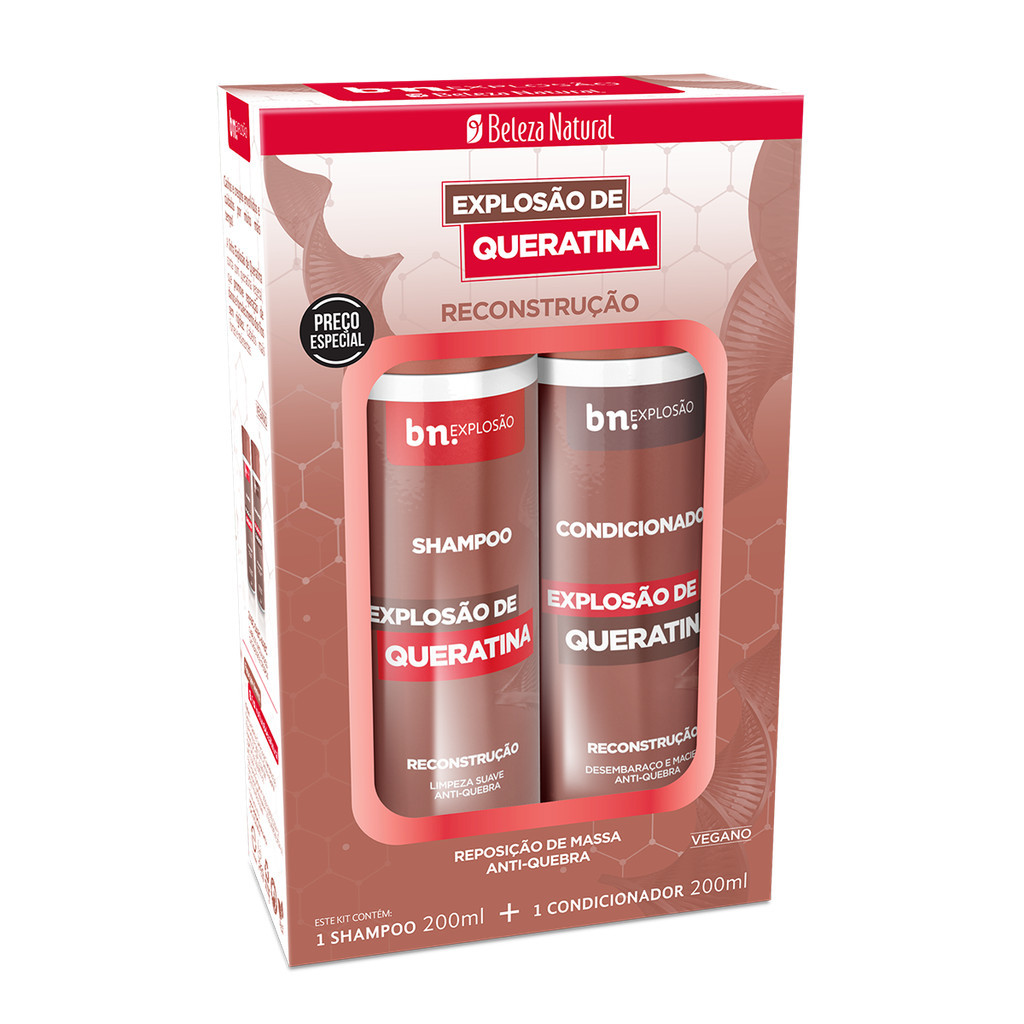 Kit Shampoo + Condicionador Beleza Natural Explosão de Queratina bn.Explosão em Oferta na Shopee
