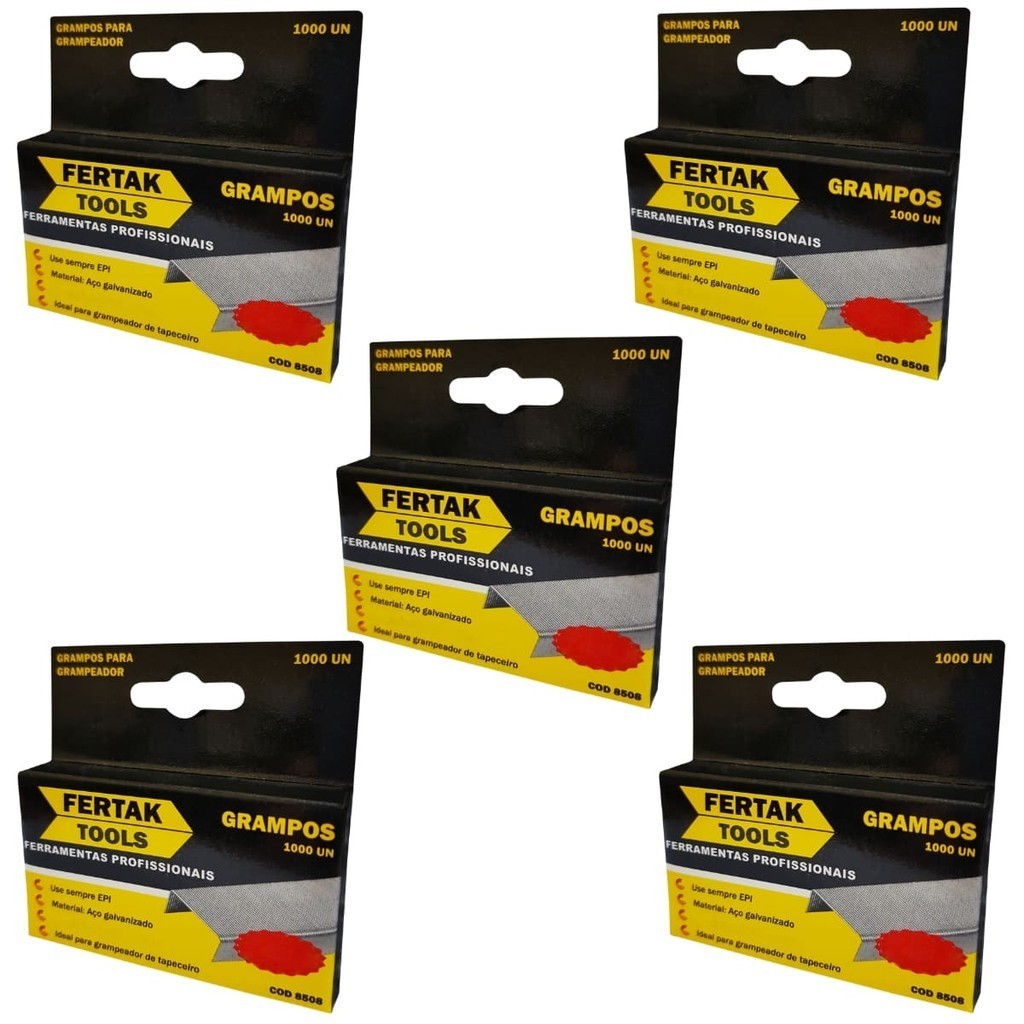 Kit Grampos 8mm Tipo Reto para Grampeador de Pressão com 5000 Unidades Fertak Caixa de Grampos Oficina Móveis