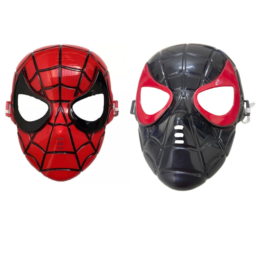 Kit 2 Máscaras Plástico Marvel Homem Aranha + Miles Morales Cor Preto/Vermelho Spider em Oferta na Shopee