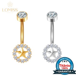 Lomiss Piercing Umbigo Banana Titânio Estrela Zircônia em Oferta na Shopee