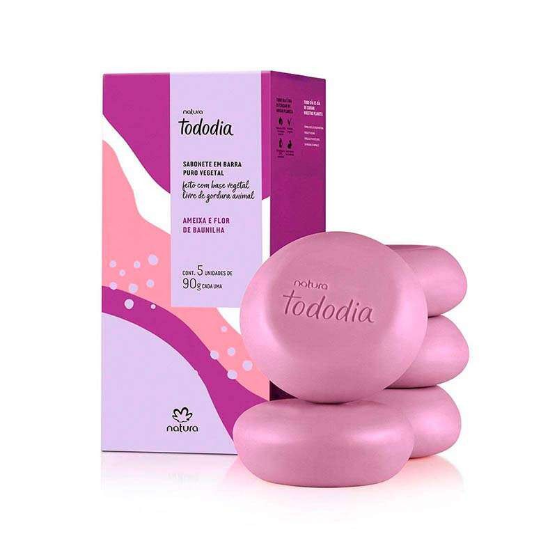 Sabonete em Barra Puro Vegetal Tododia Ameixa e Flor de Baunilha 5 un de 90 g cada em Oferta na Shopee
