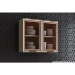 Armário Aéreo p/ Cozinha Connect c/ 2 Portas c/ Vidro 80cm Duna - Henn