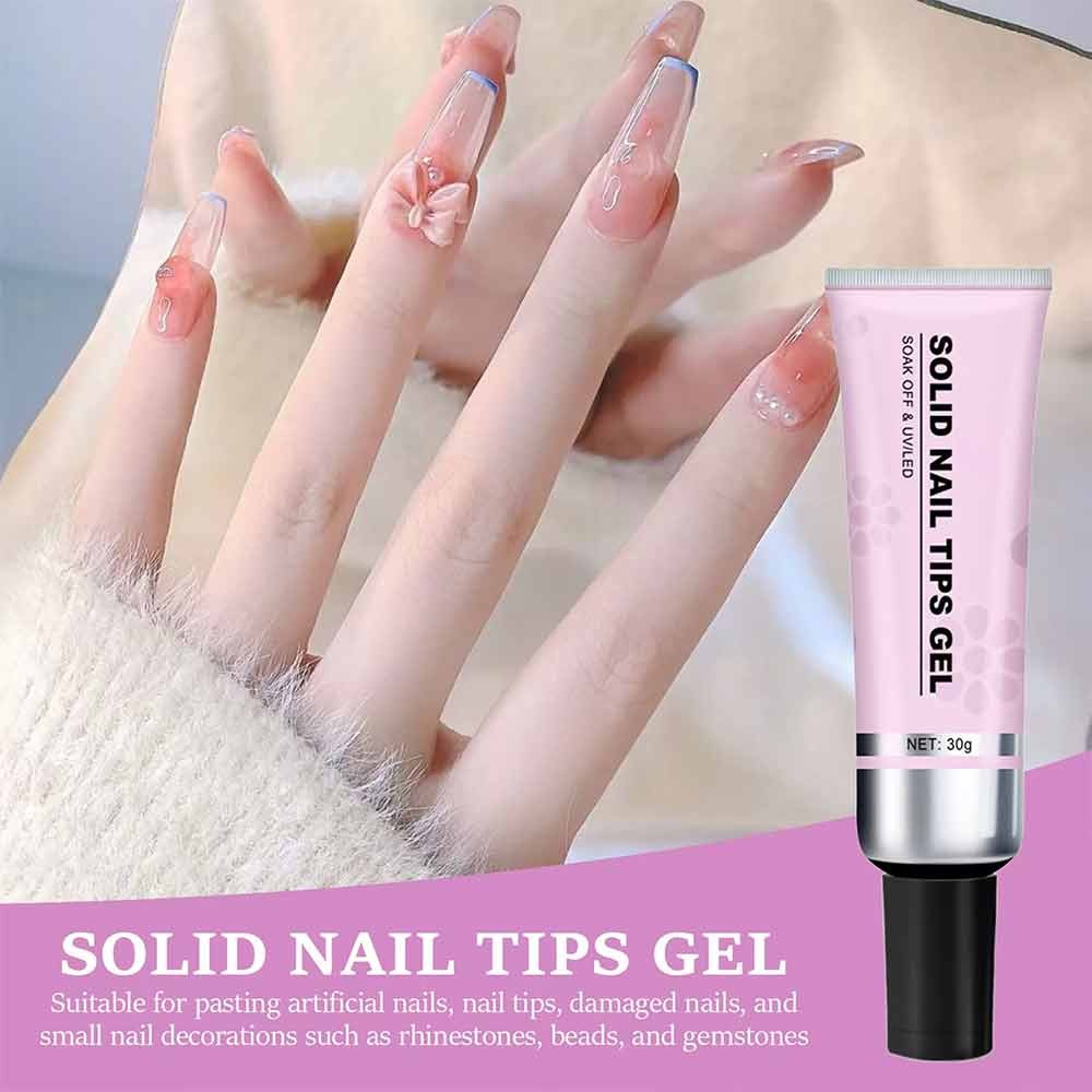 Solid Nail Glue Gel-30G Nail Gel Glue for Acrylic Nails, Soft Gel Nail Tips Glue