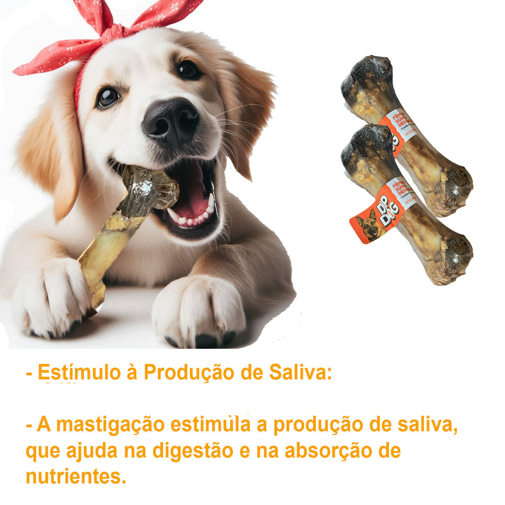 Kit 5 Ossos Naturais Desidratados Femur Suino Cães Petisco
