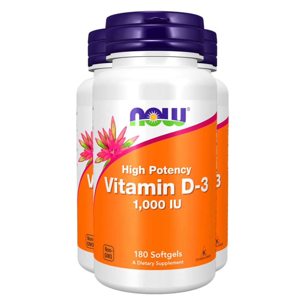 Kit 3x Vitamina D3 1000 IU Alta Potência Now Foods 180Softgls /Made in Usa em Oferta na Shopee