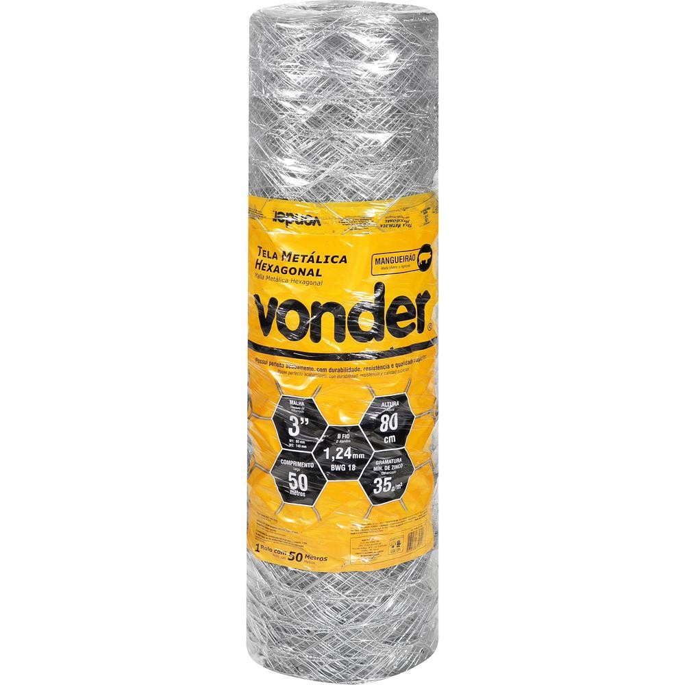 Tela Metálica Mangueirão Hex Malha 3'' BWG18 0,8m 50m Vonder em Oferta na Shopee