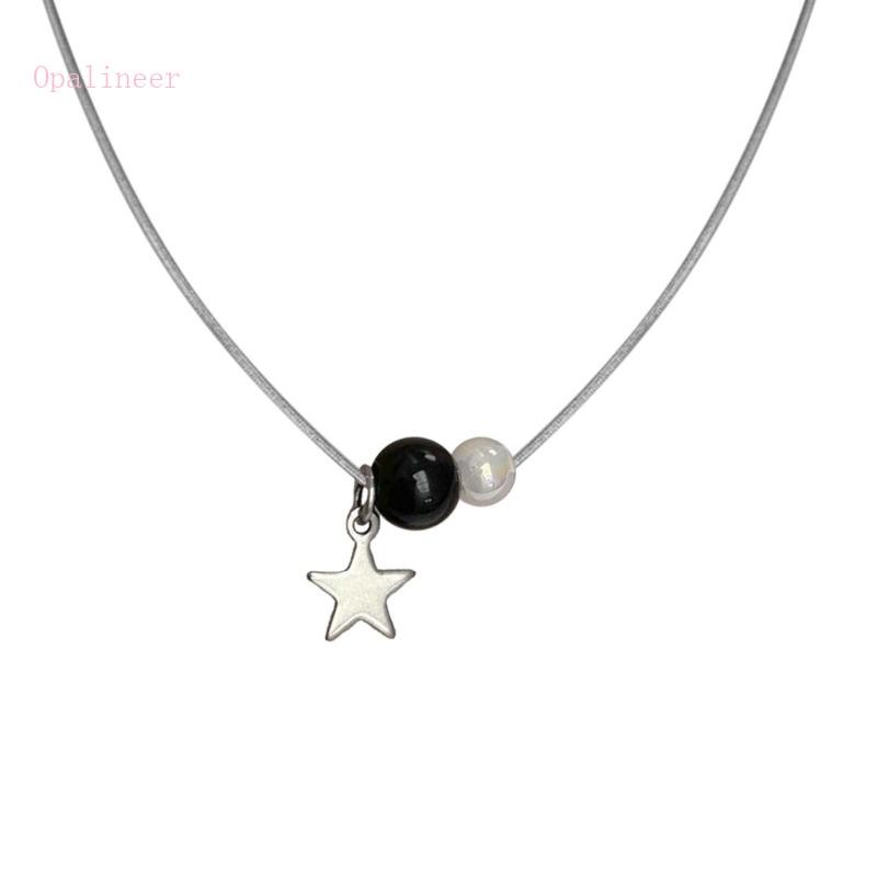 Opalineer Star Beads Pendant Necklace Y2K Charm Party Colar De Ossos De Cobra