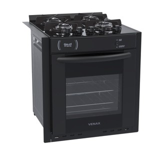 Fogão 4 Bocas de Embutir Venax Gaudi Prisma Vitreo Bl Gas Glp Preto