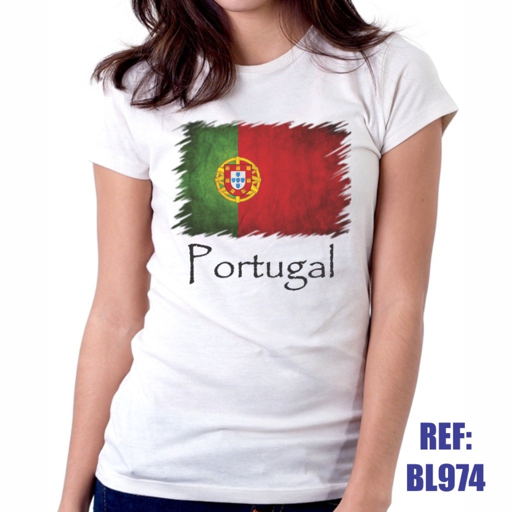Camiseta Baby Look Portugal País Bandeira Europa