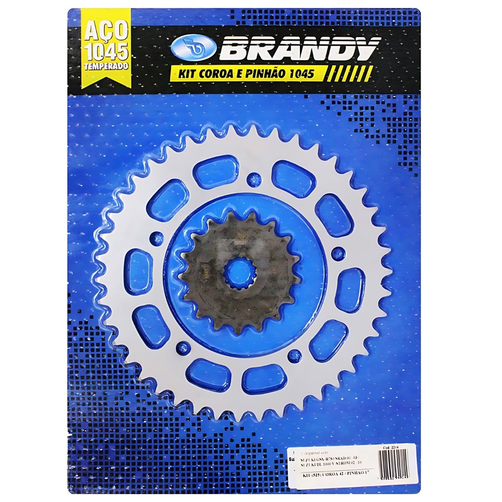 Kit Coroa Pinhão Suzuki DL 1000 V-Strom / GSR 750 42Dentes 17Dentes Uso Corrente 525Passos Brandy