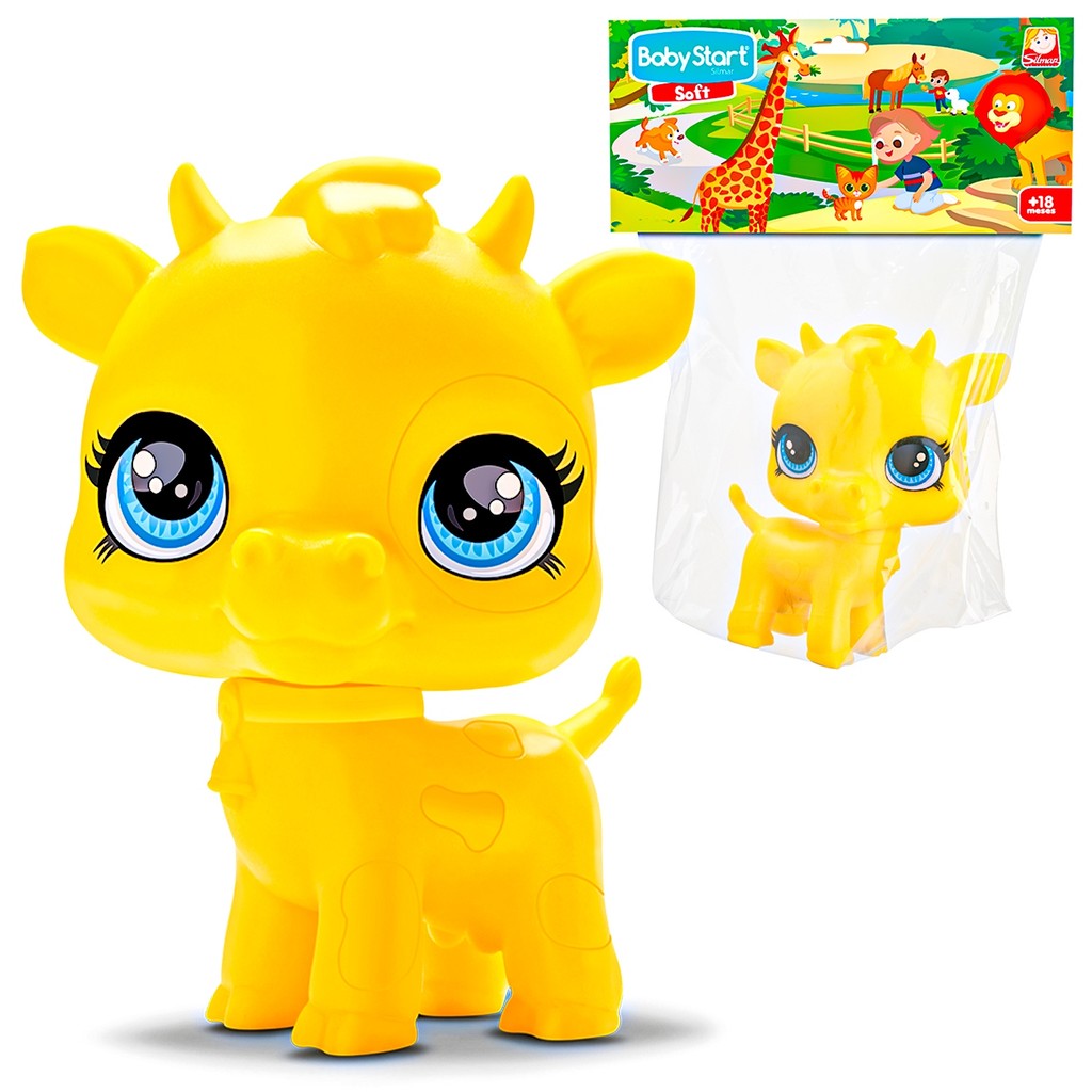 Boneco Pet Vaca Vaquinha Baby Start Soft Vinil Macio Para Bebês Silmar Brinquedos